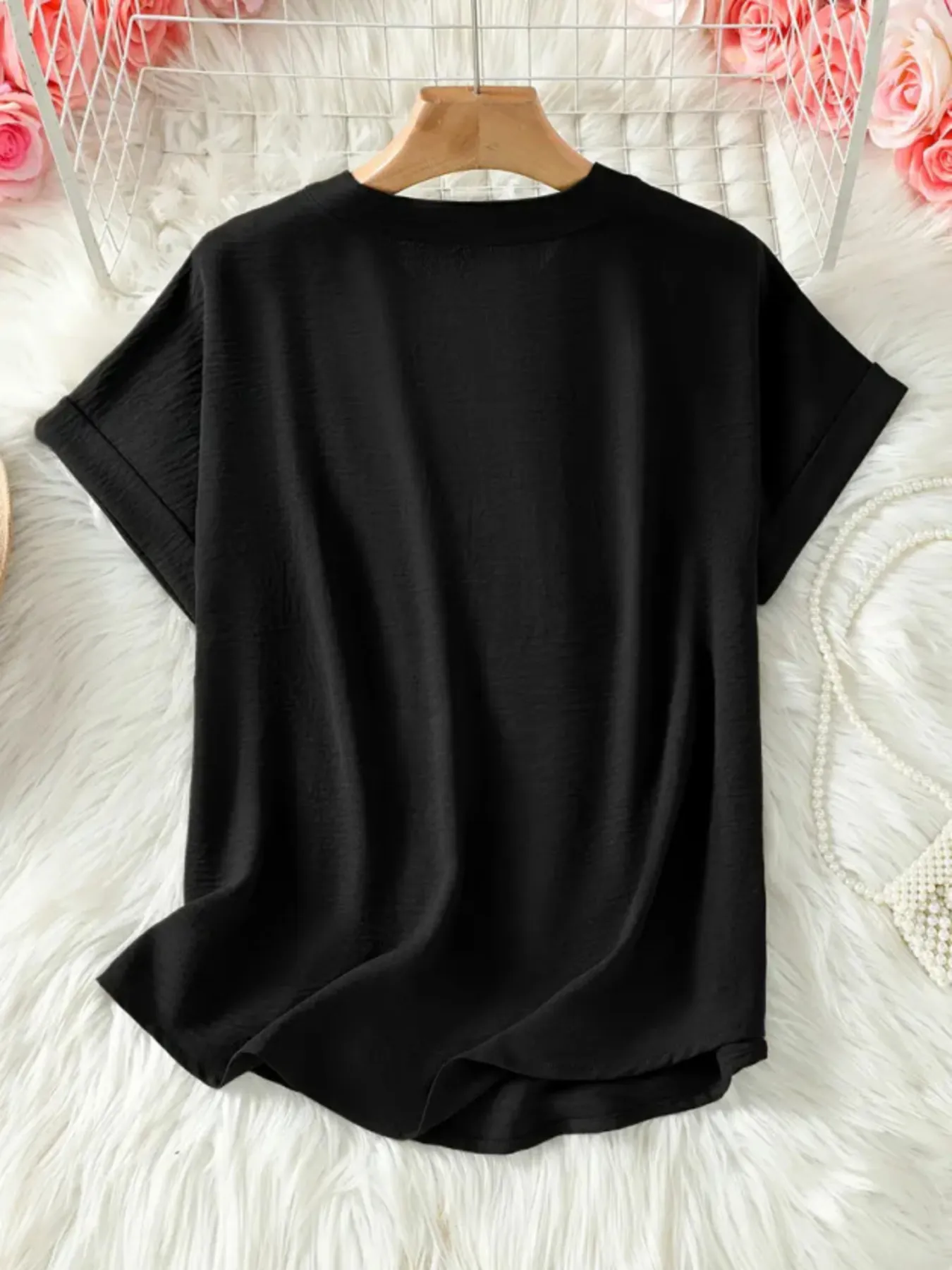 Casual Notched Short Sleeve Blouse - Image 7