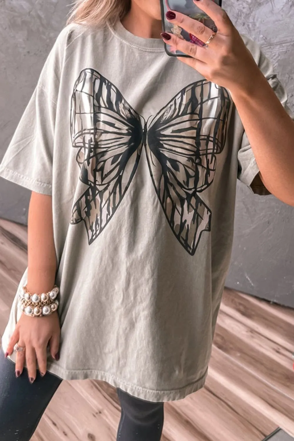 Casual Oversize Bow Drop Shoulder Tunic Casual Tee - Image 2