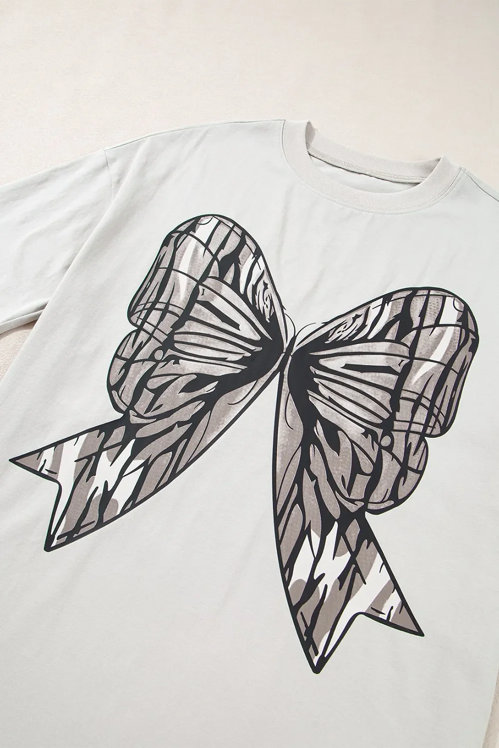 Casual Oversize Bow Drop Shoulder Tunic Casual Tee - Image 5