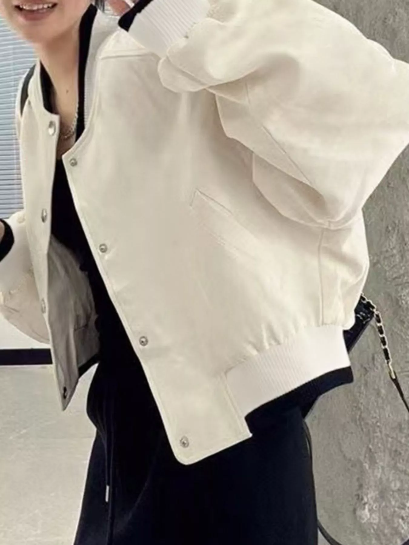 Casual Snap Down Cropped Jacket - Image 5
