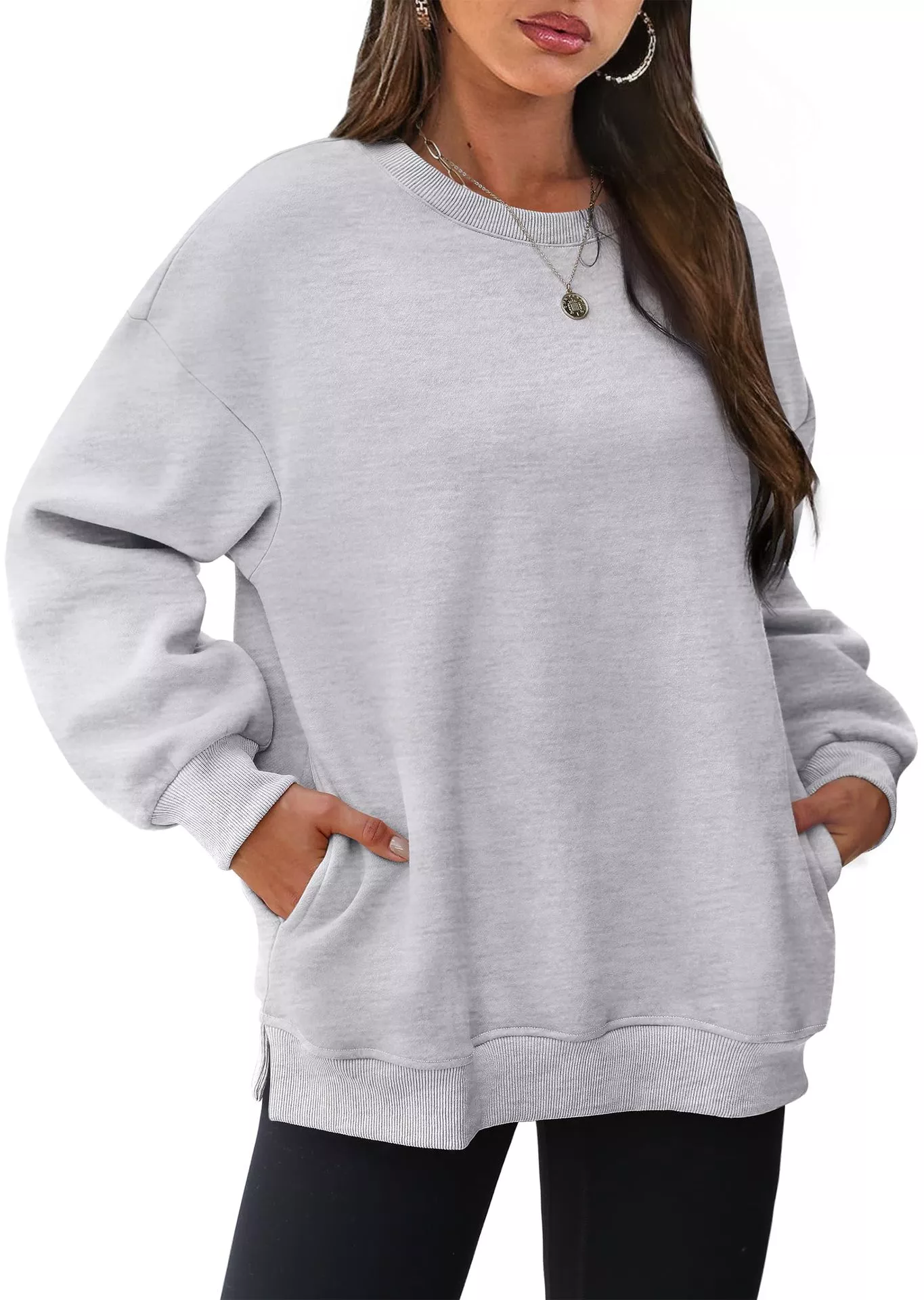 Casual Solid Color Long Sleeve Sweatshirt - Image 17
