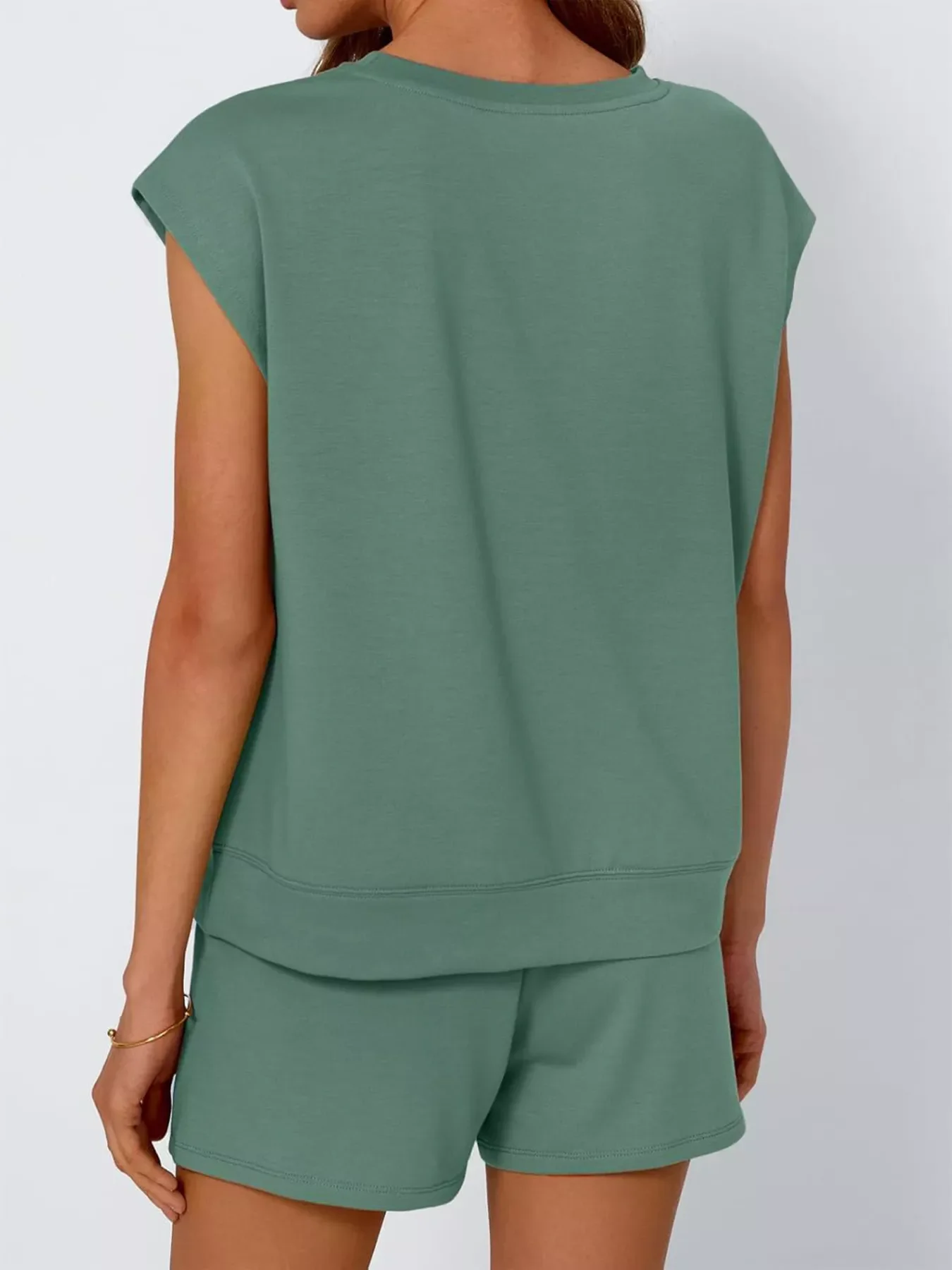 Casual Solid Color T-Shirt and Shorts Set - Image 8