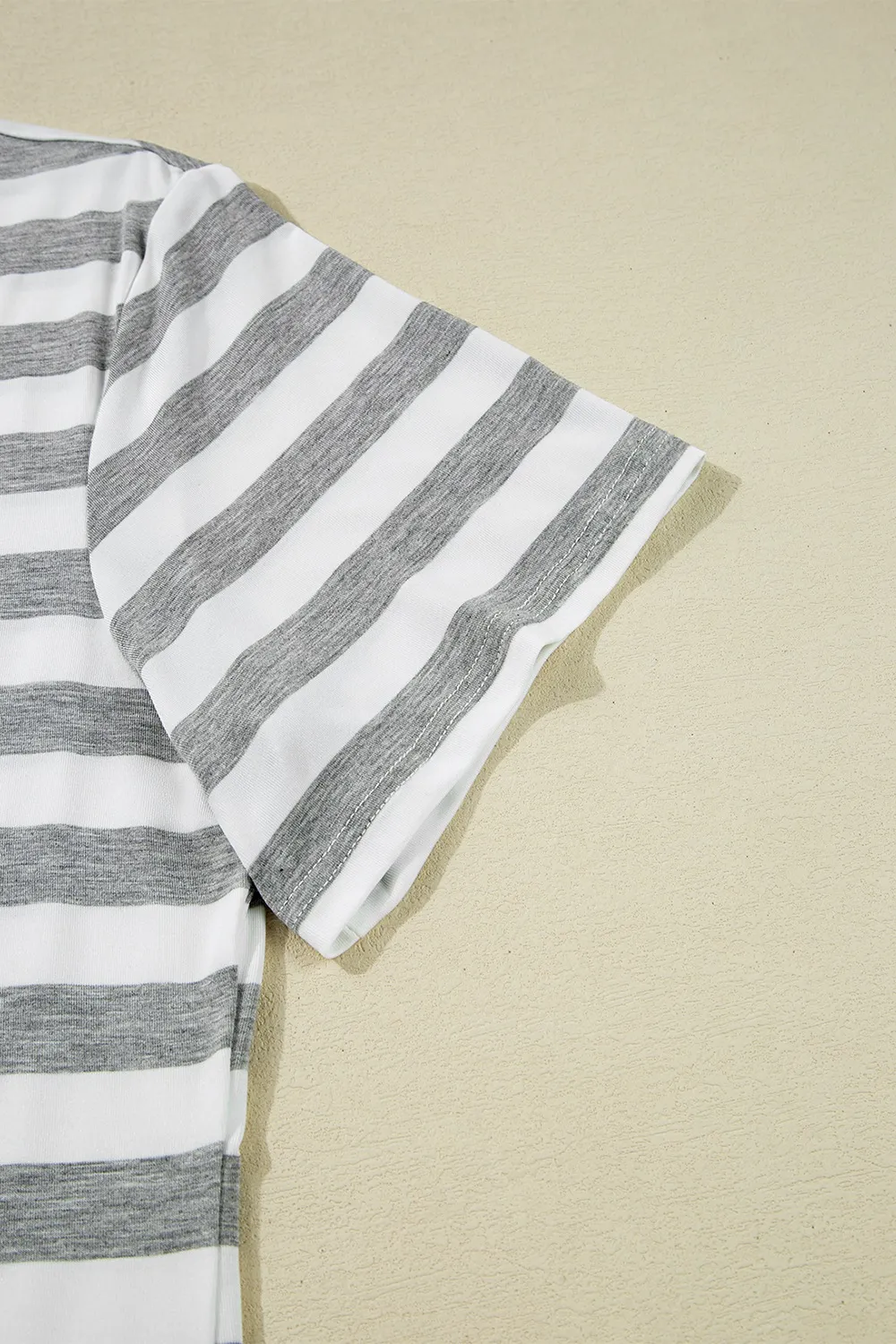 Casual Striped V-Neck Midi T-Shirt Dress - Image 11