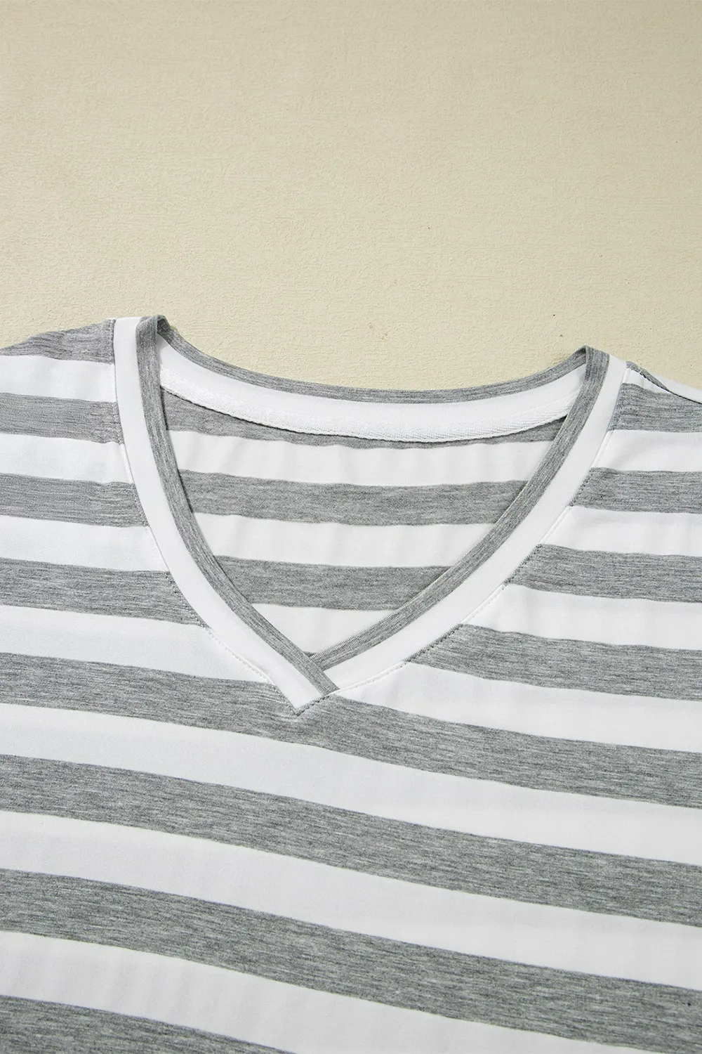 Casual Striped V-Neck Midi T-Shirt Dress - Image 12