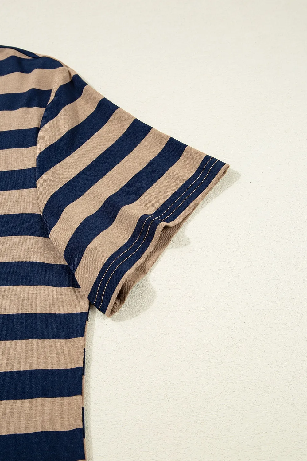 Casual Striped V-Neck Midi T-Shirt Dress - Image 22