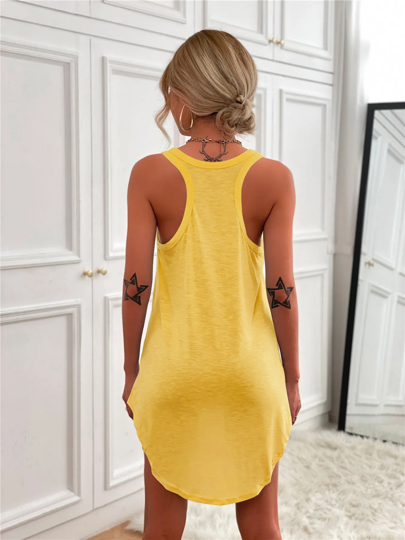 Casual Tank Mini Dress with Curved Hem - Image 15