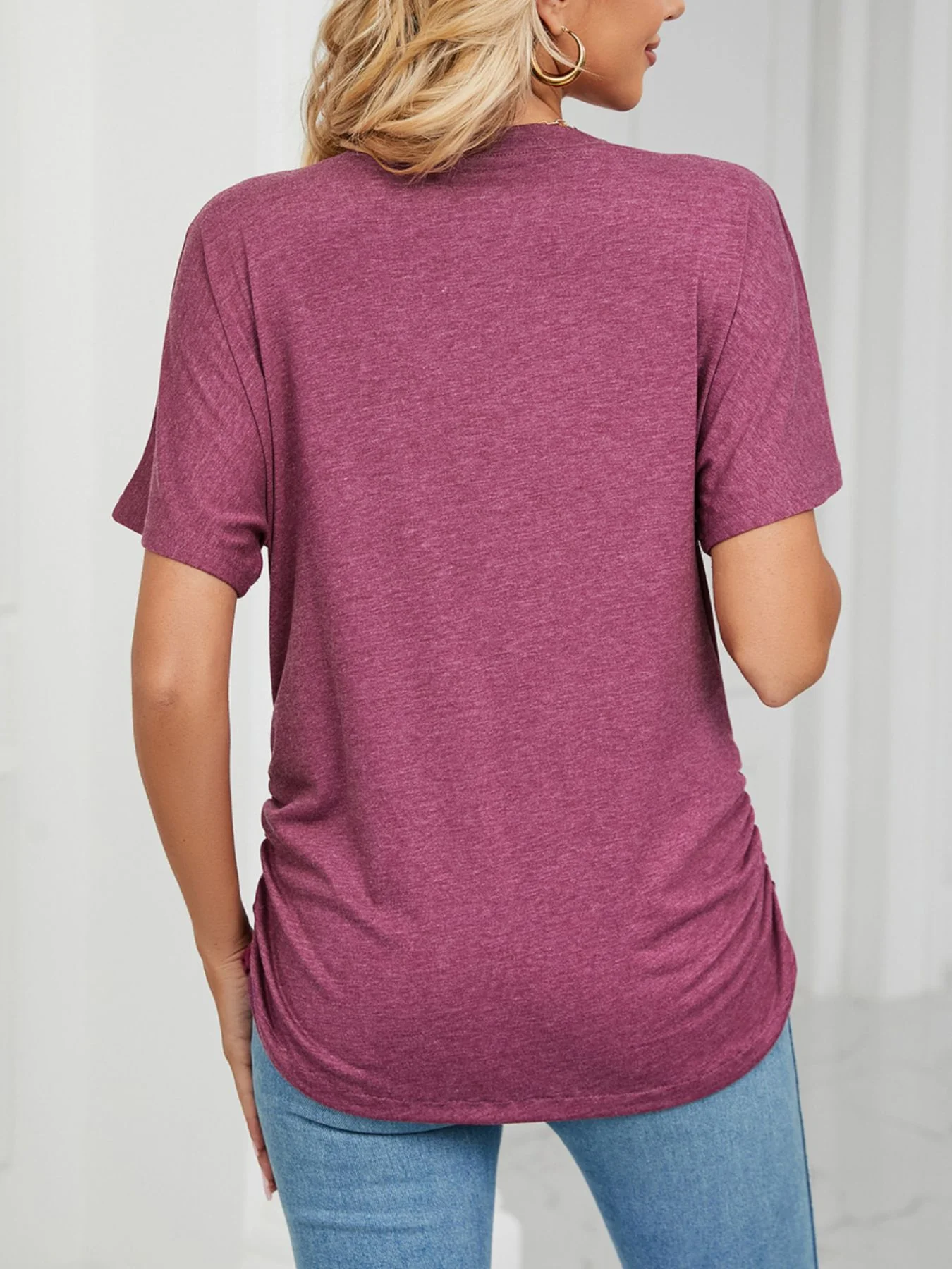 Casual V-Neck Short Sleeve T-Shirt - Image 14