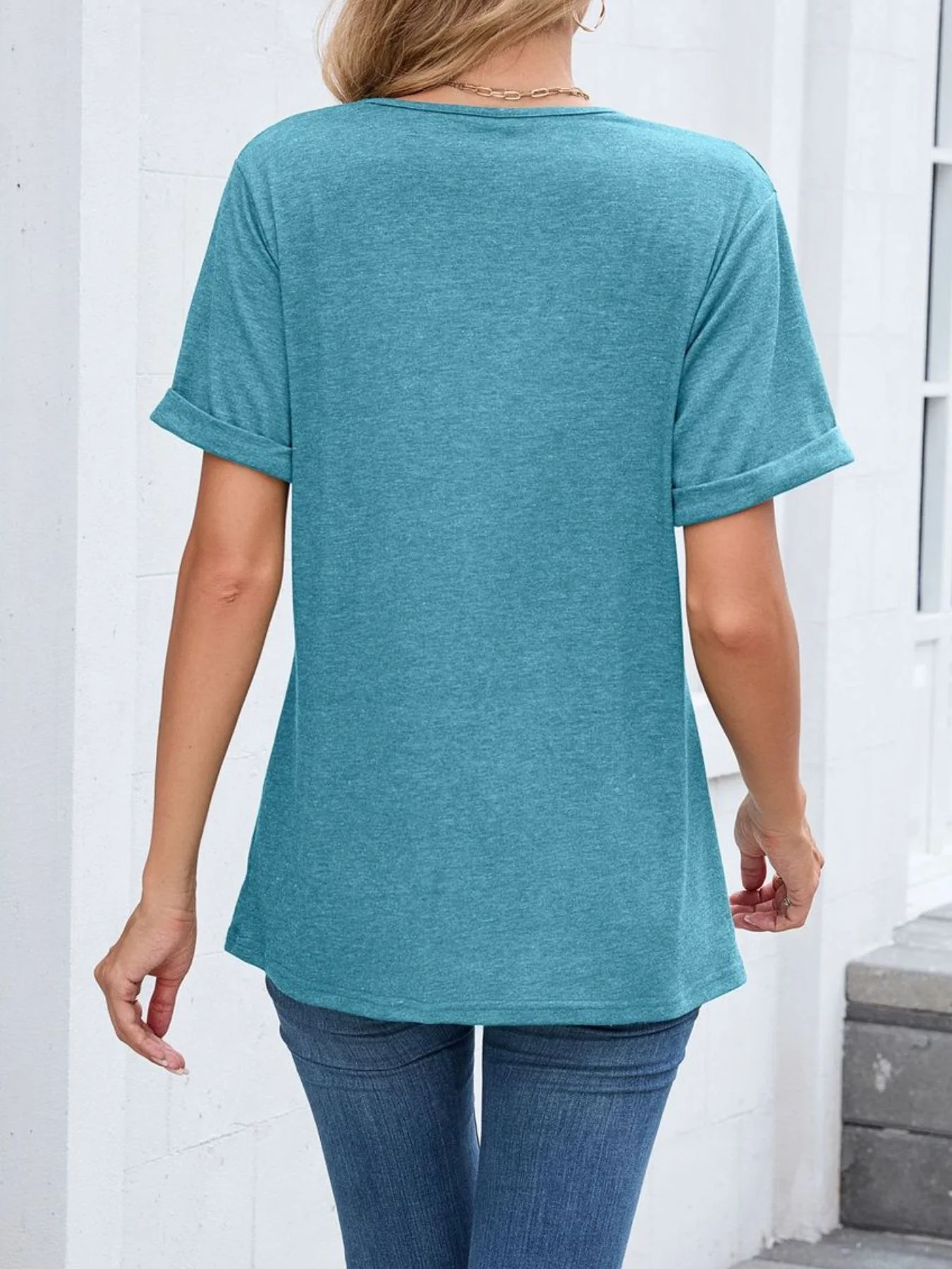 Casual V-Neck Short Sleeve T-Shirt - Image 4