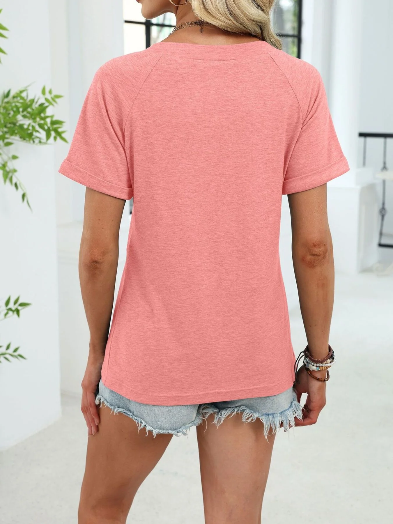 Casual V-Neck Short Sleeve T-Shirt - Image 20