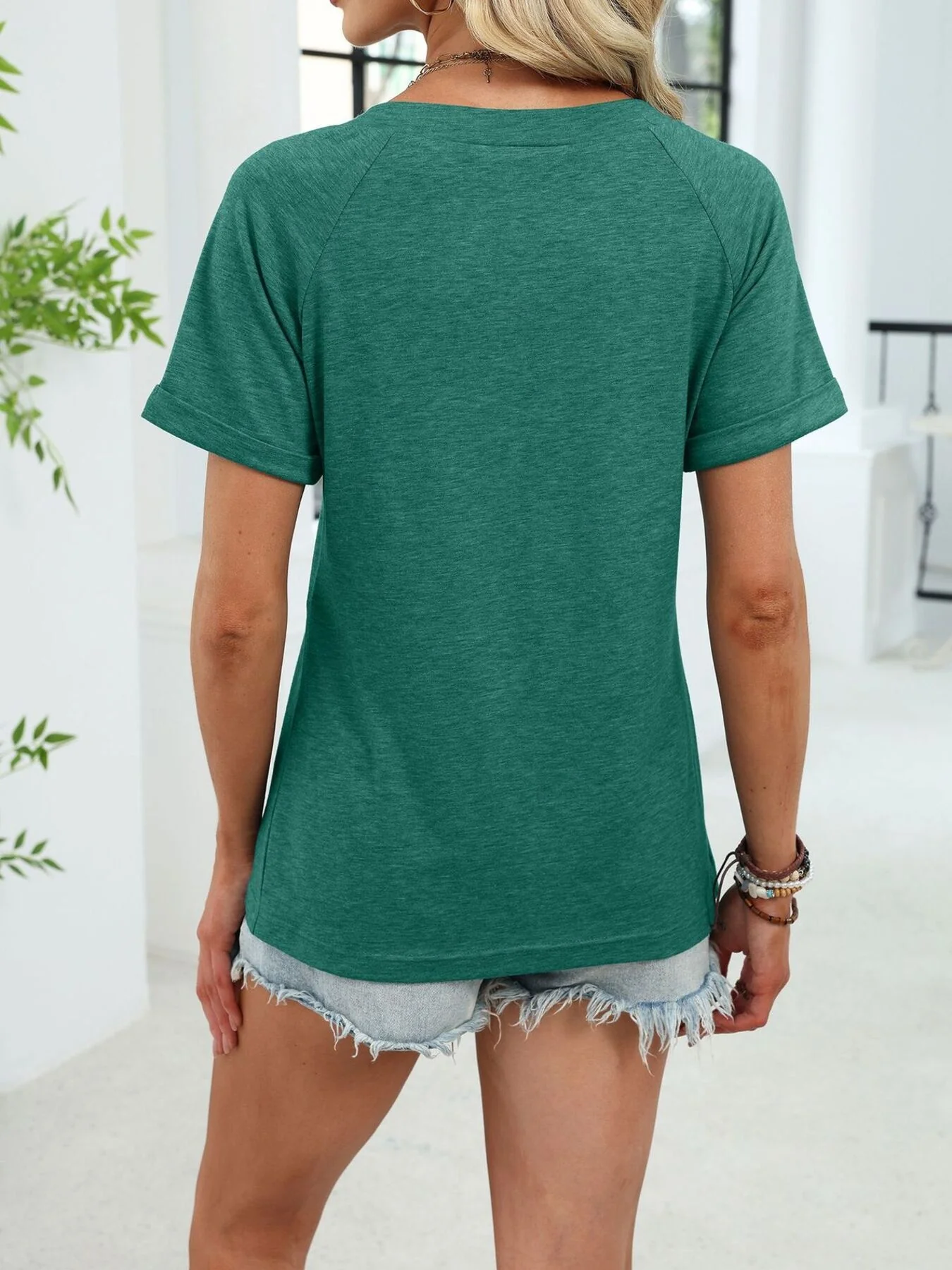 Casual V-Neck Short Sleeve T-Shirt - Image 28