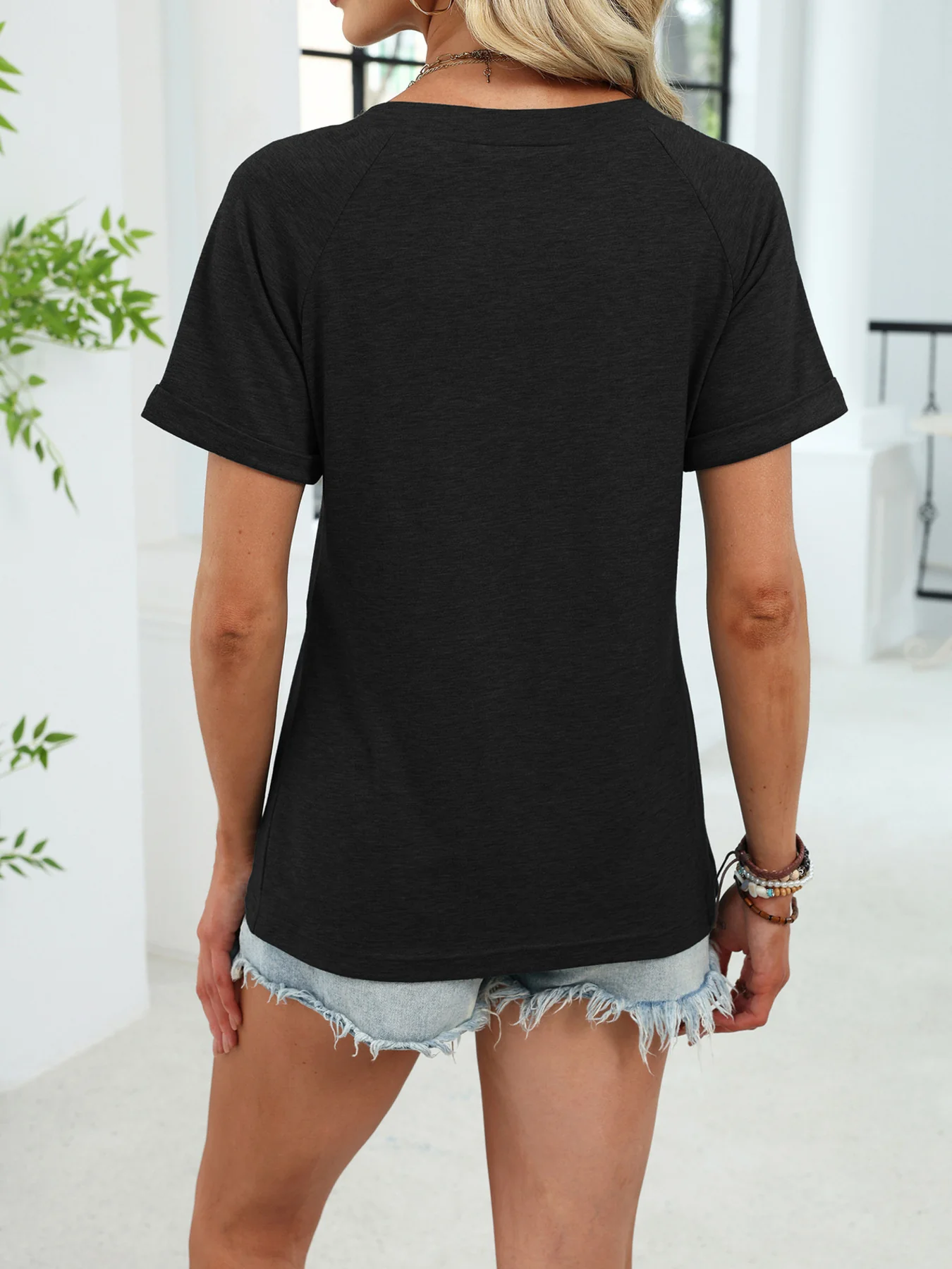 Casual V-Neck Short Sleeve T-Shirt - Image 8