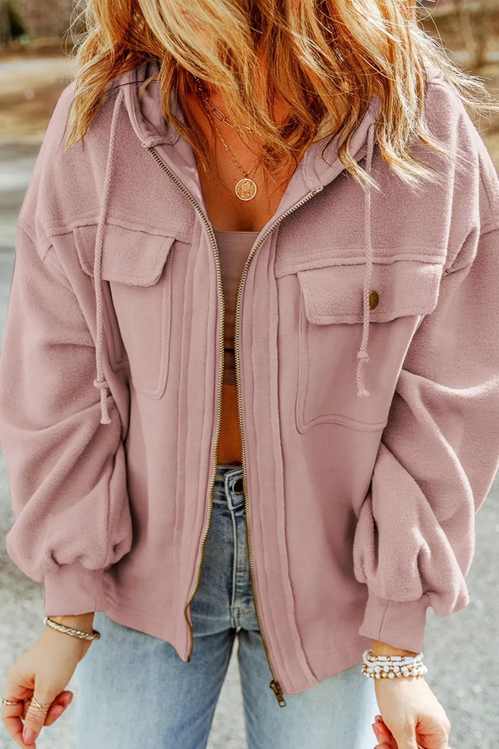 Casual Zip Up Jacket with Pockets - Image 3