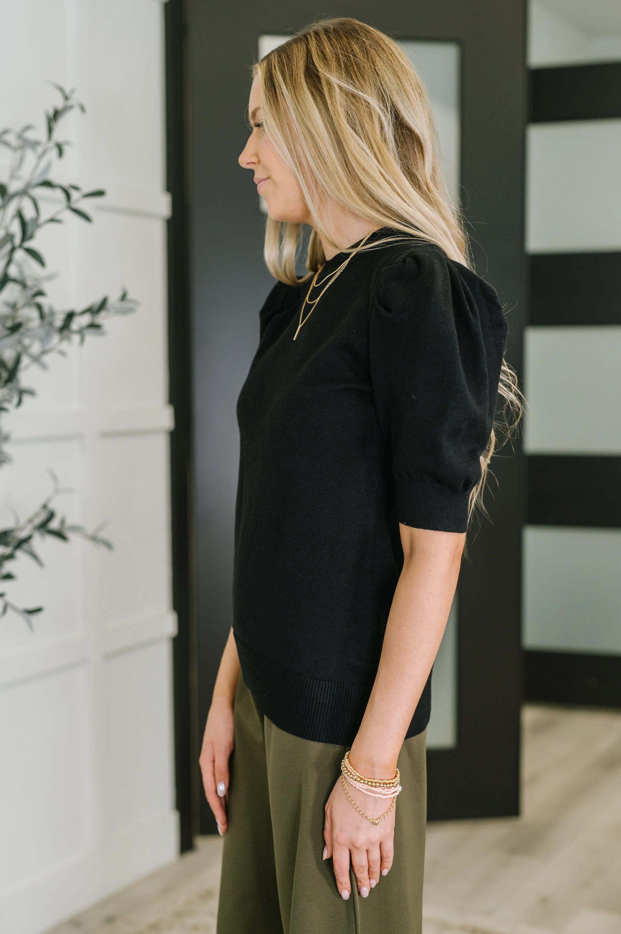 Casually Classy Puff Sleeve Blouse in Black - Image 4