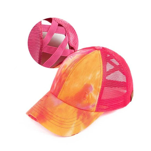 CC Tie Dye Criss-Cross Ponytail Cap Hat - Image 12