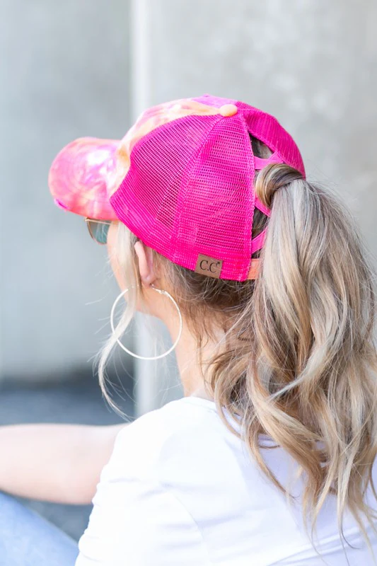 CC Tie Dye Criss-Cross Ponytail Cap Hat - Image 13