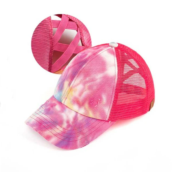 CC Tie Dye Criss-Cross Ponytail Cap Hat - Image 17