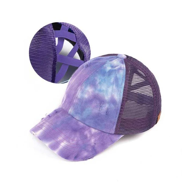 CC Tie Dye Criss-Cross Ponytail Cap Hat - Image 19