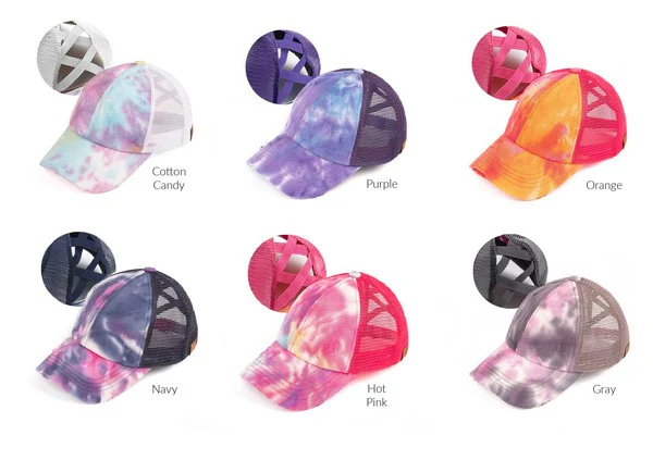 CC Tie Dye Criss-Cross Ponytail Cap Hat - Image 6