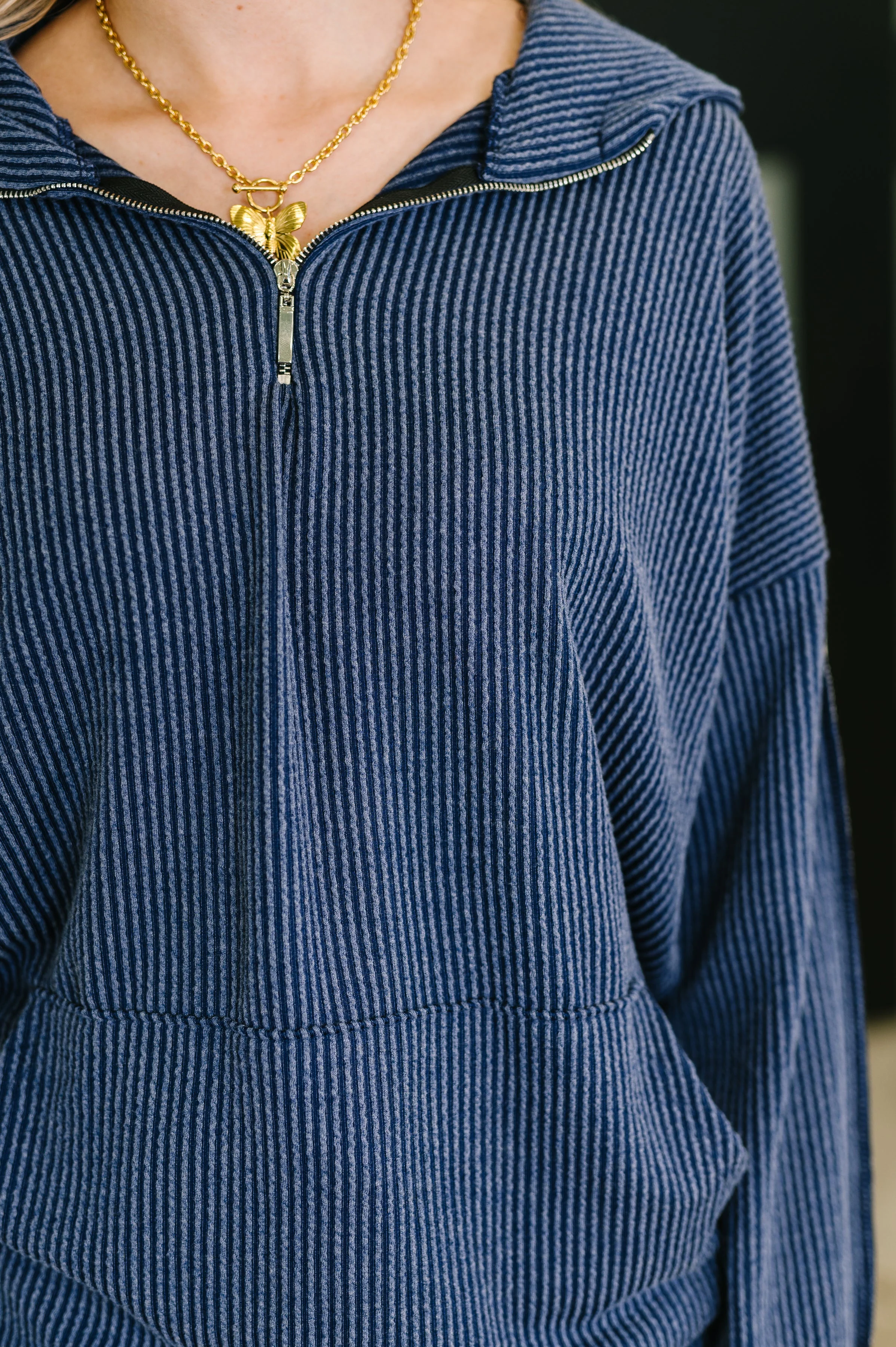 Certified Chiller Contrast Stripe Hoodie in Navy - Image 2