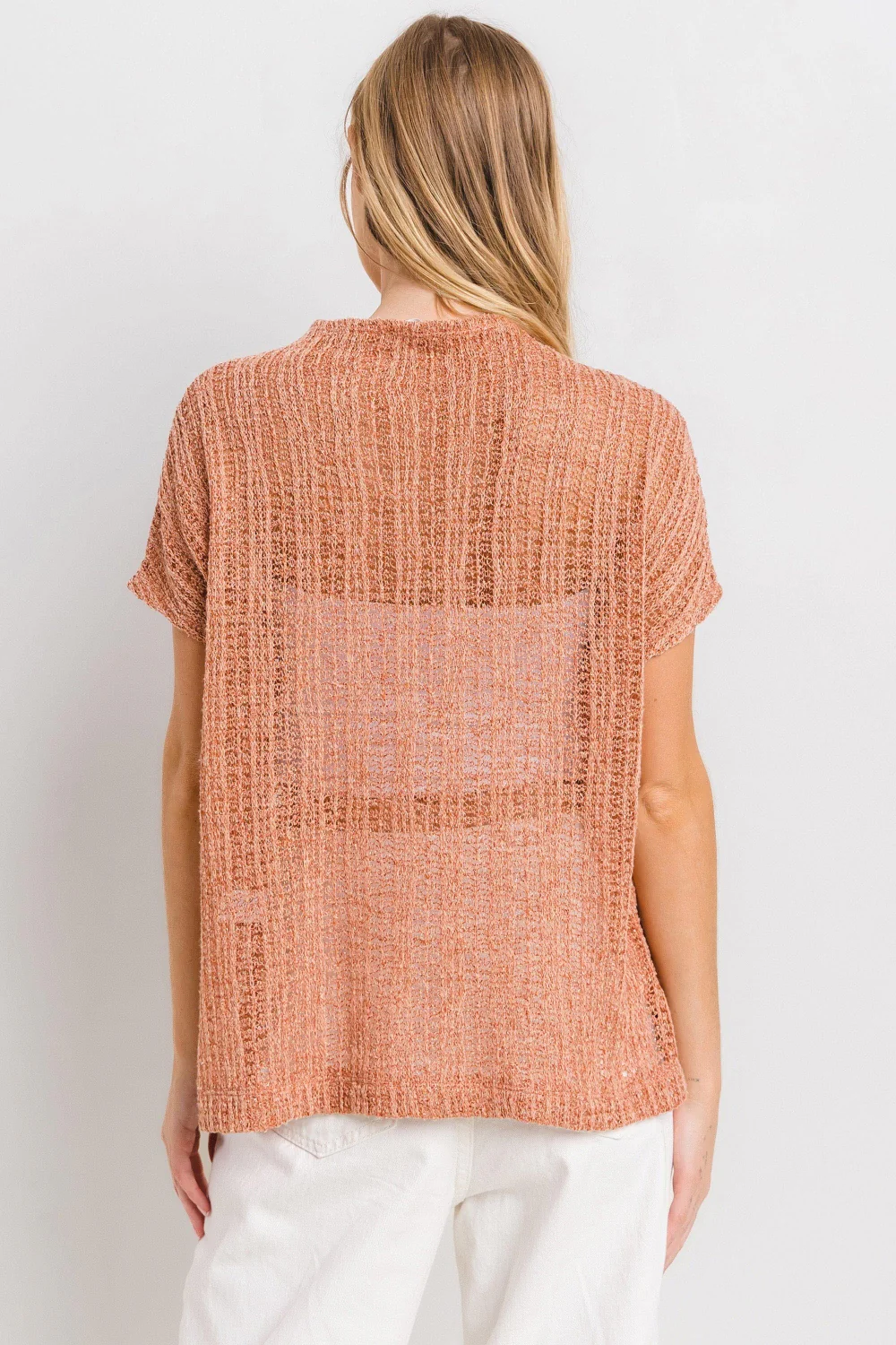 Ces Femme See Through Crochet Mock Neck Cover Up - Image 2