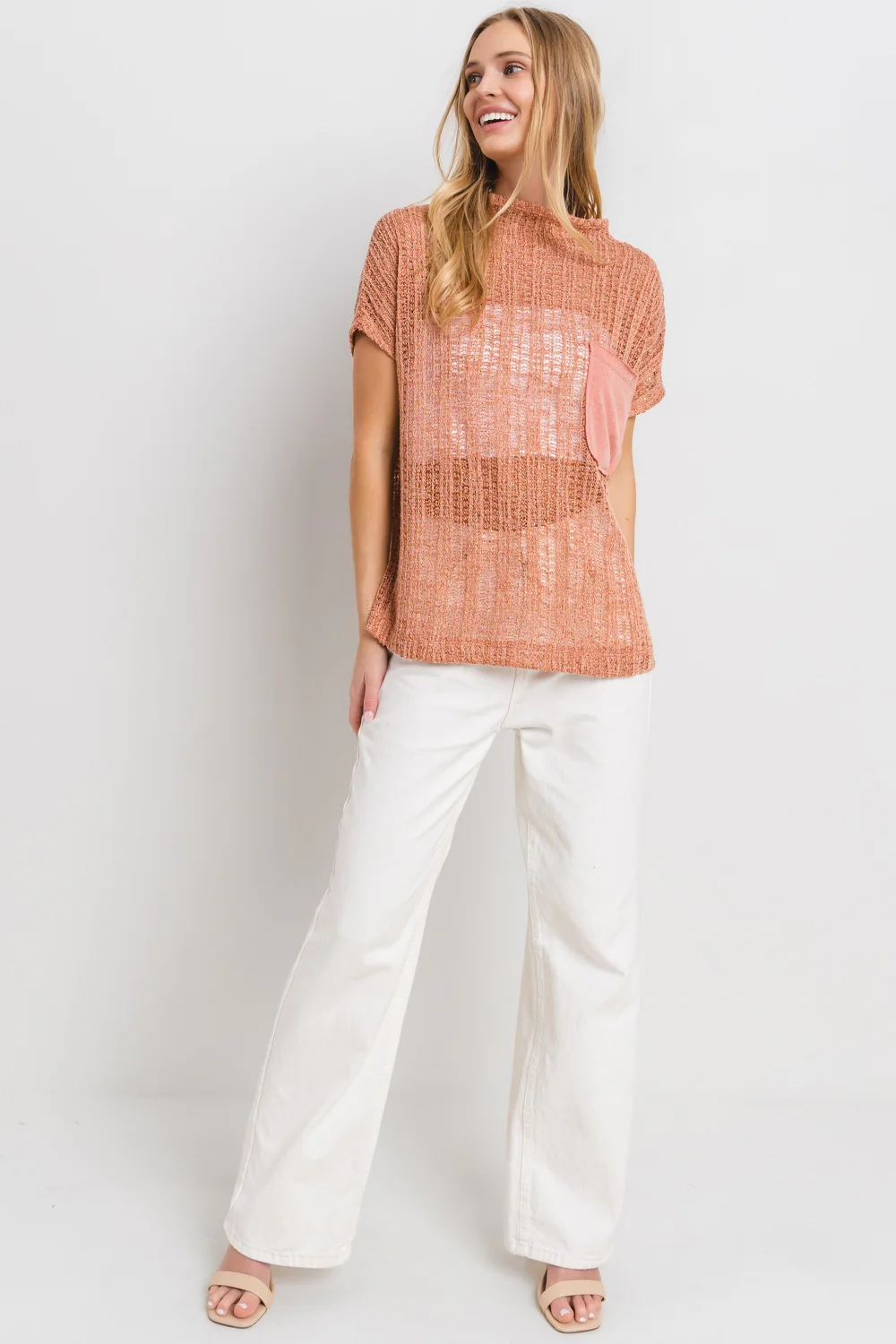 Ces Femme See Through Crochet Mock Neck Cover Up - Image 6