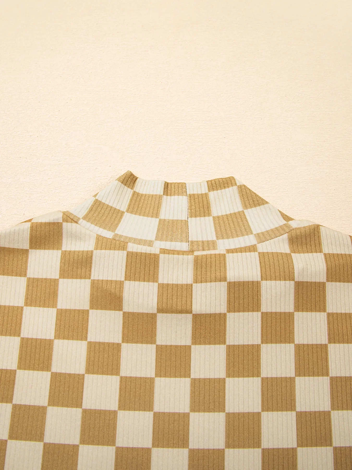 Check Pattern Turtleneck Slim Long Sleeve Tee - Image 6