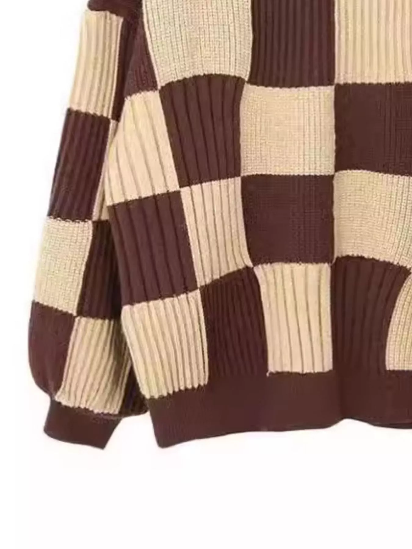 Checkerboard Pattern Oversized Sweater - Image 9