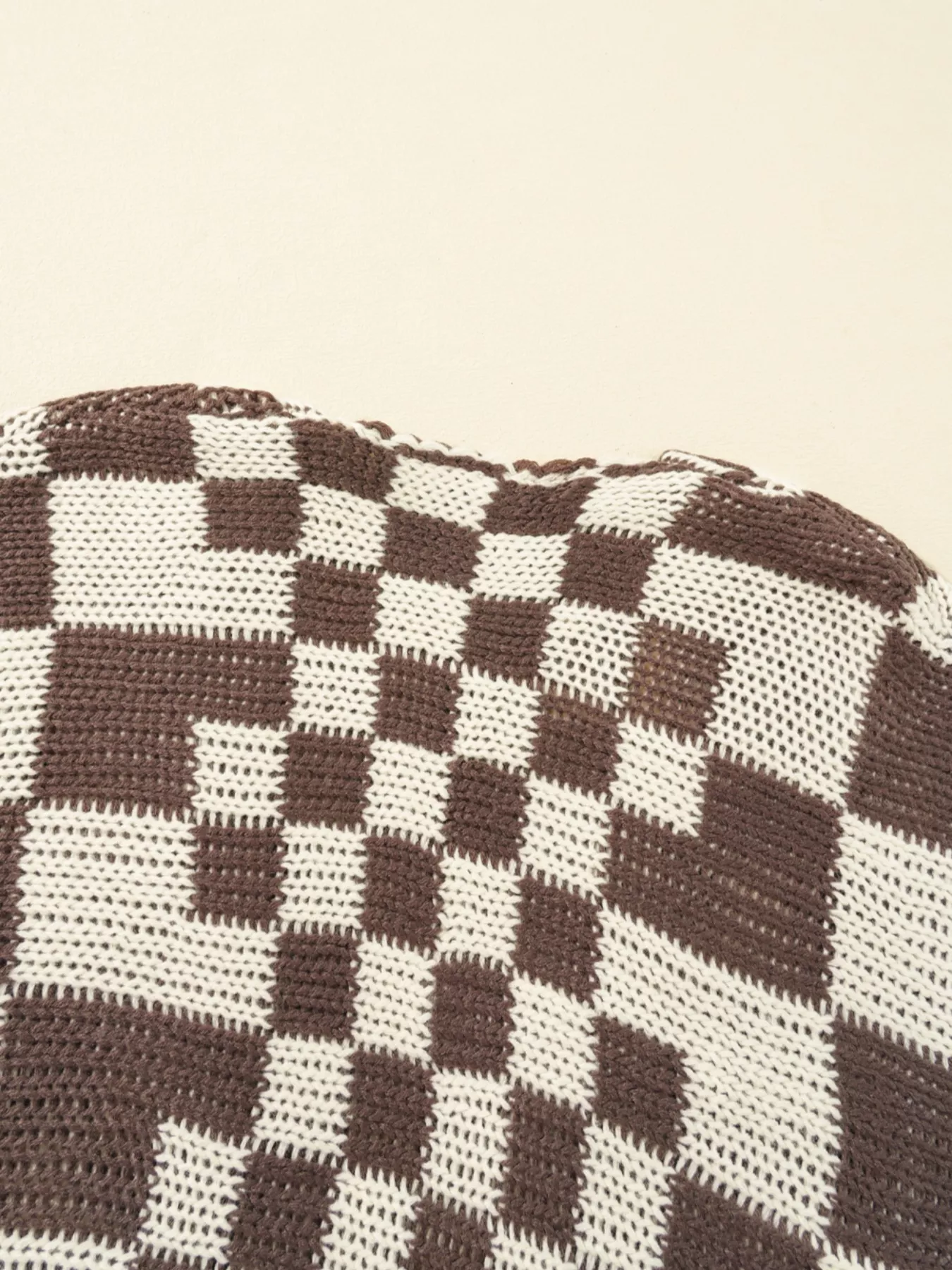 Checkerboard Pattern Sweater Cardigan - Image 8
