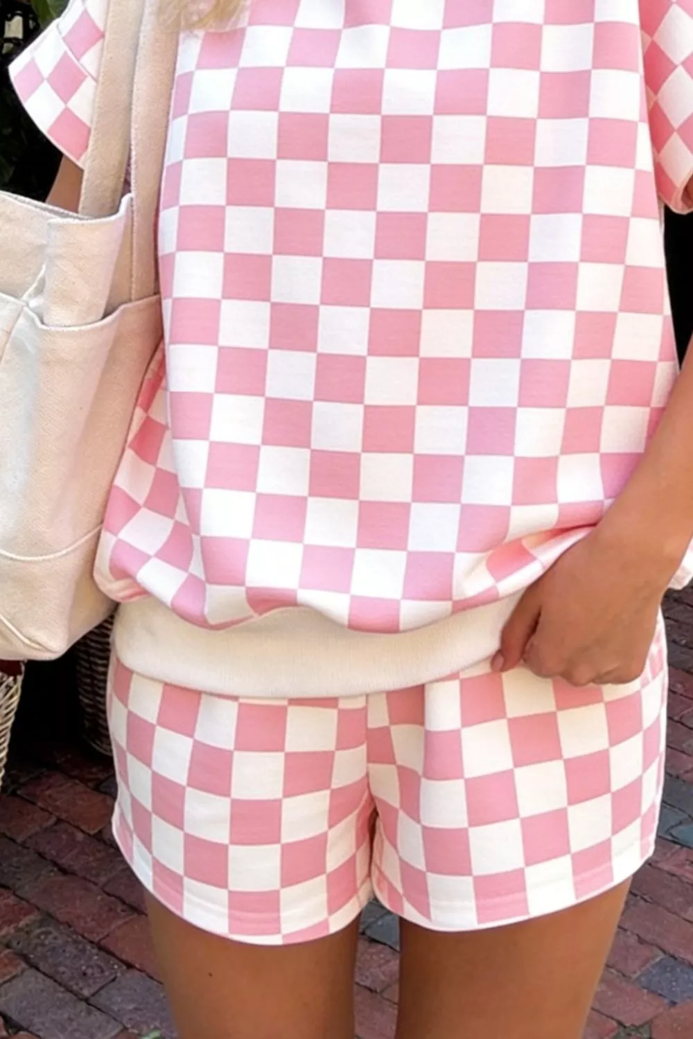 Checkerboard Short Sleeve Tee and Shorts Set - Image 3