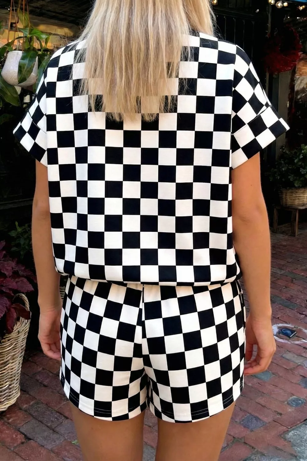 Checkerboard Short Sleeve Tee and Shorts Set - Image 5