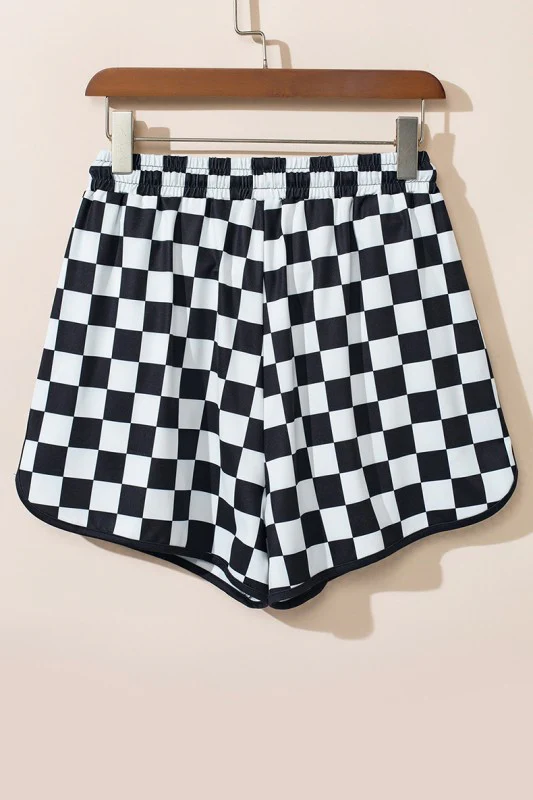Checkered Drawstring Elastic Waist Casual Shorts - Image 7