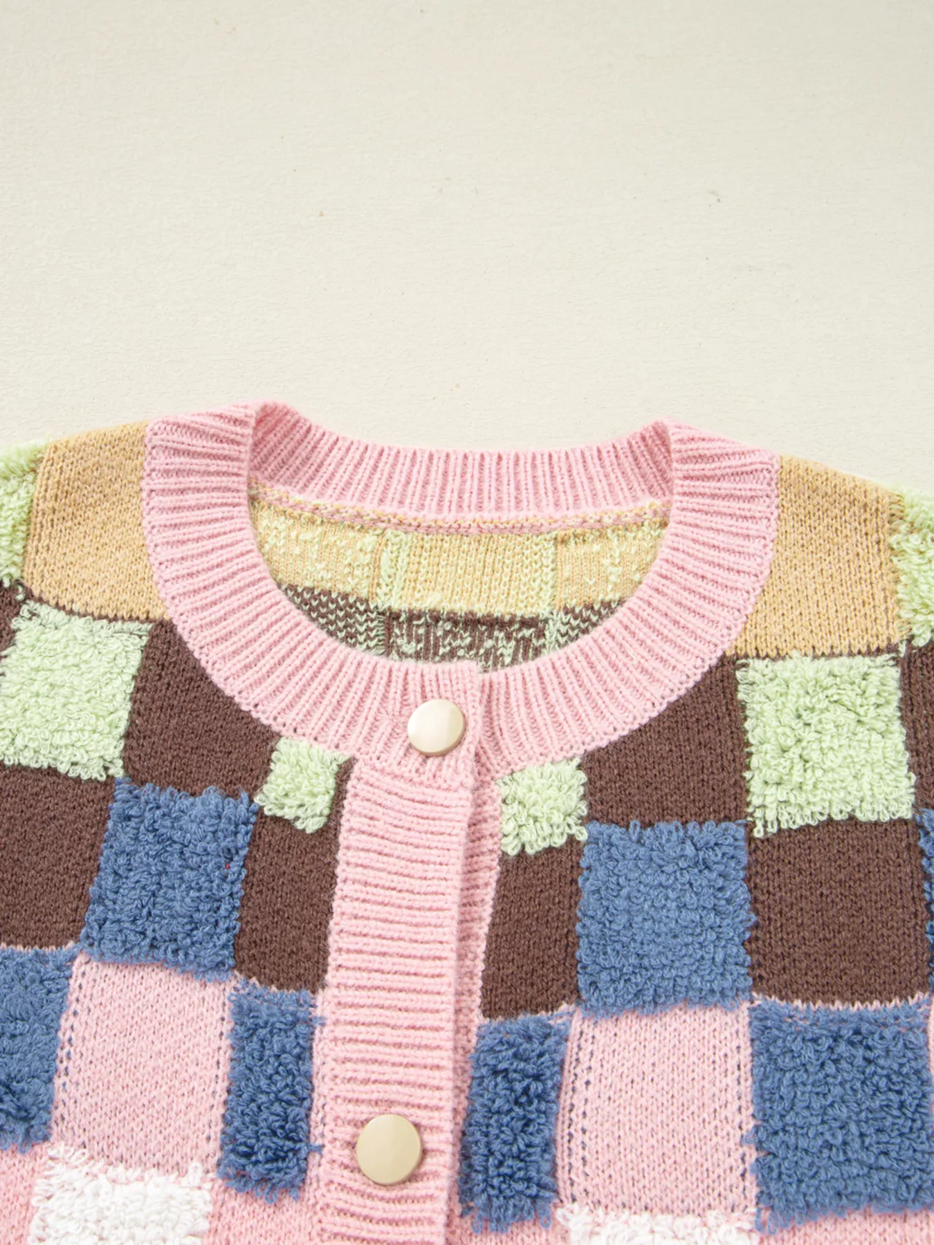 Checkered Pattern Button Front Cardigan - Image 7