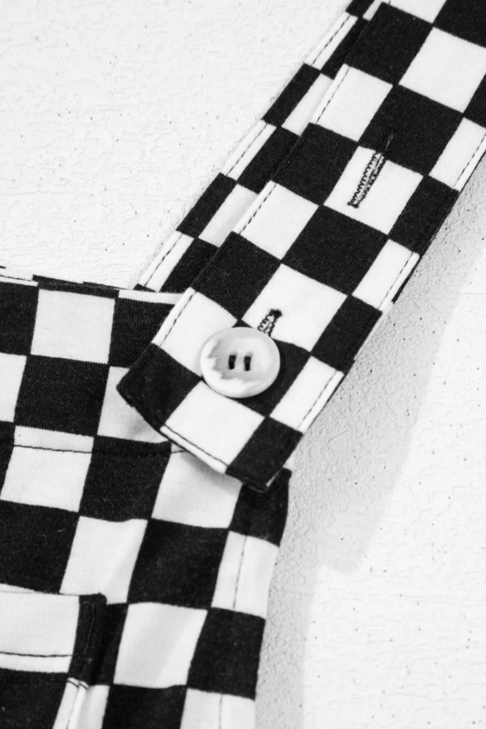 Checkered Print Pocketed Wide Leg Jumpsuit - Image 10