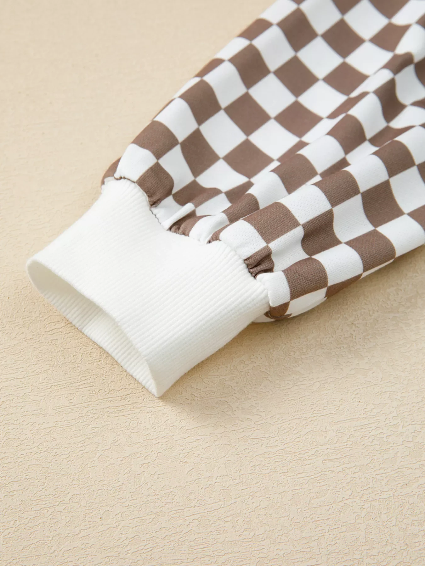Checkered Print Polo Collar Cropped Long Sleeve Top and Drawstring Mini Skirt Set - Image 10