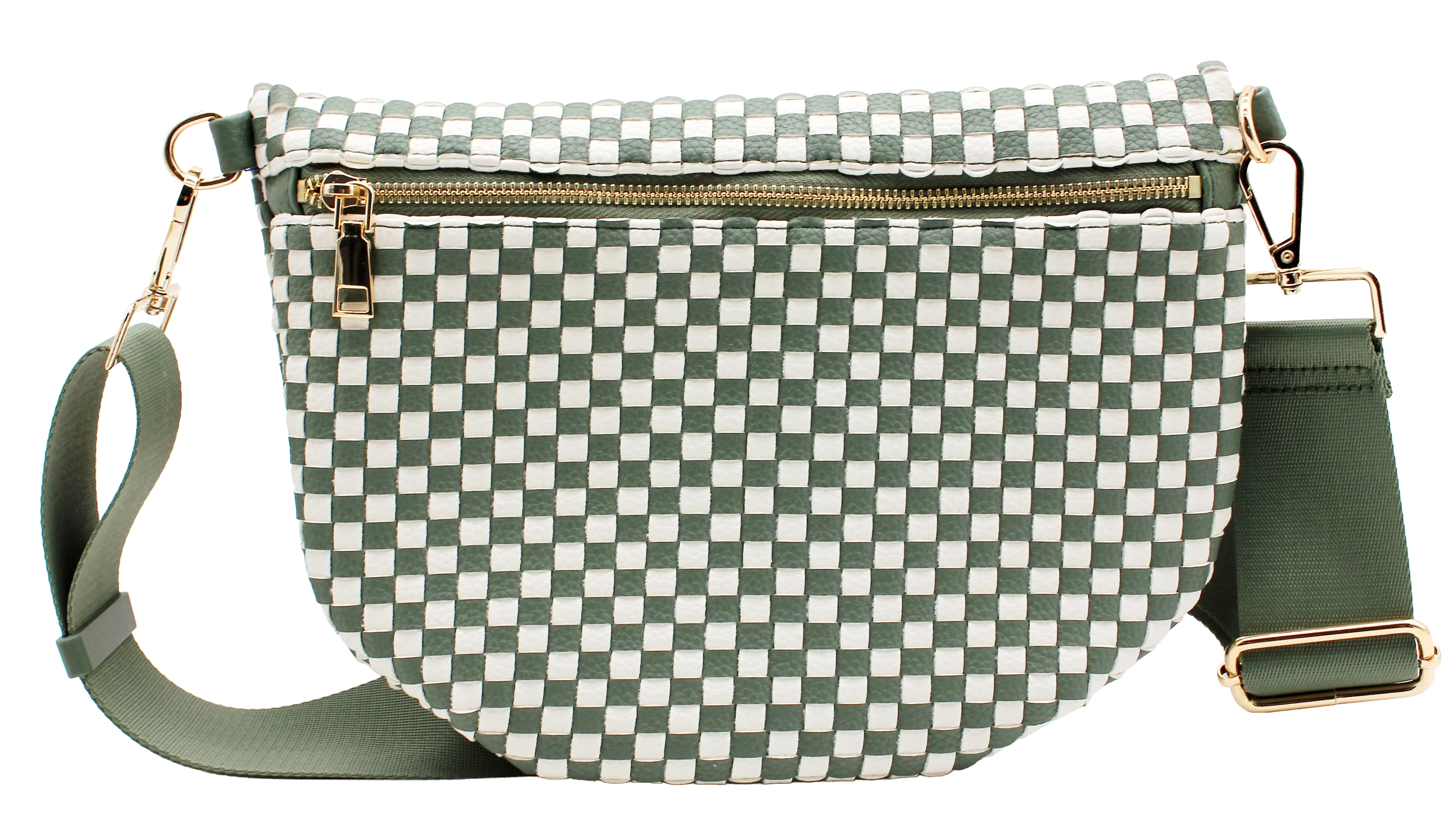 Checkered PU Crossbody Bag - Image 9