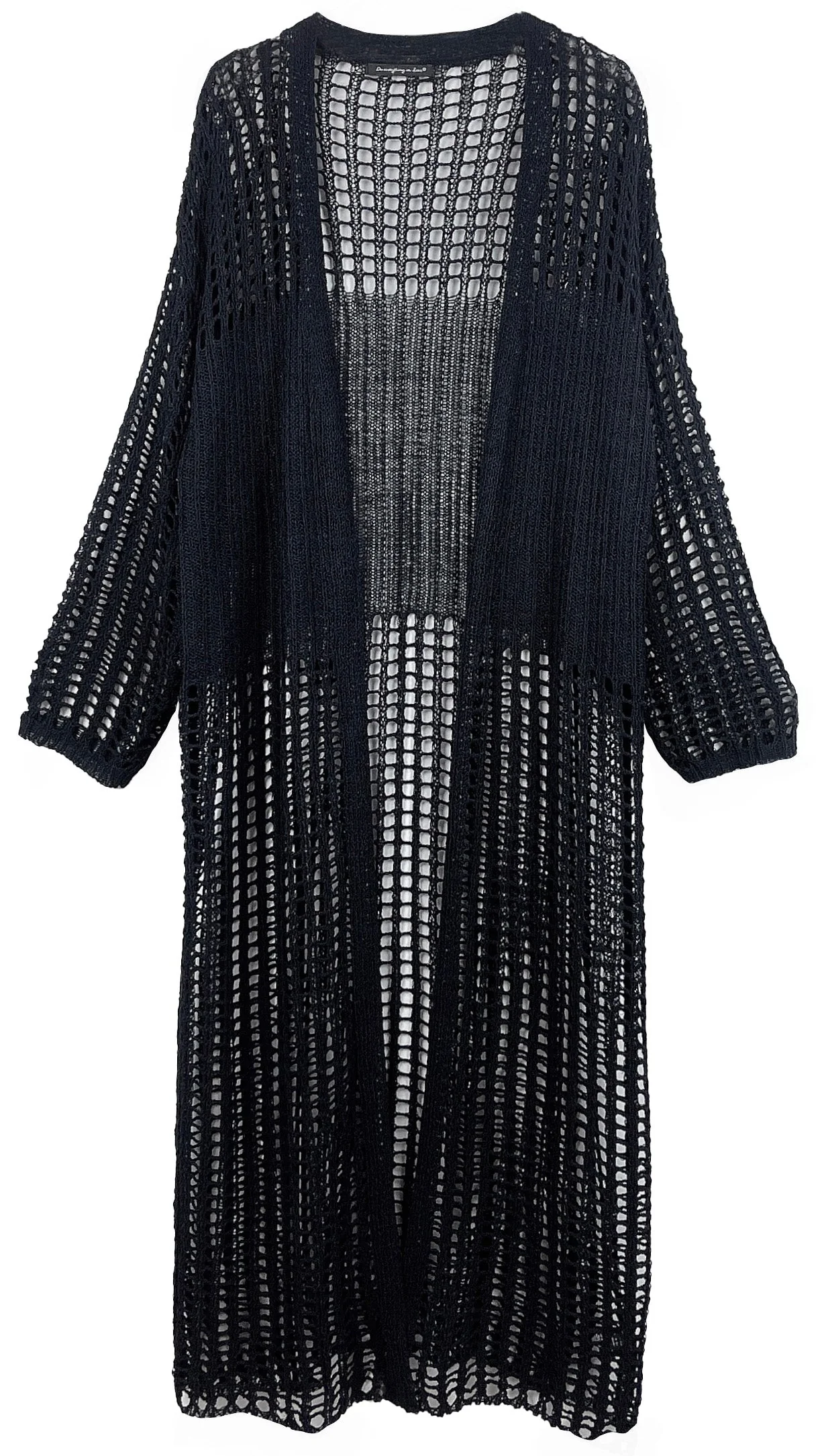 Chest Blocked Crochet Long Cardigan - Image 4