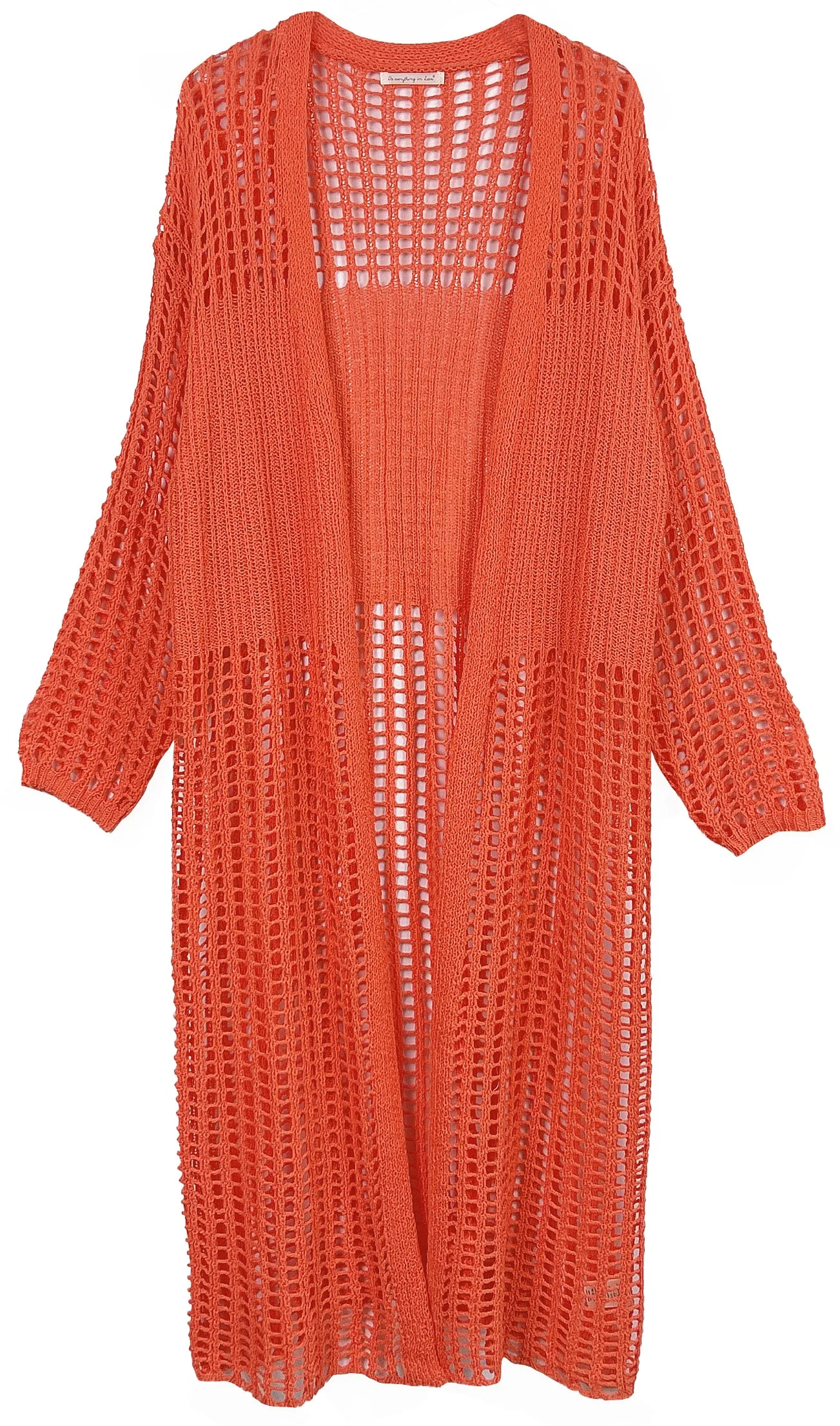 Chest Blocked Crochet Long Cardigan - Image 7