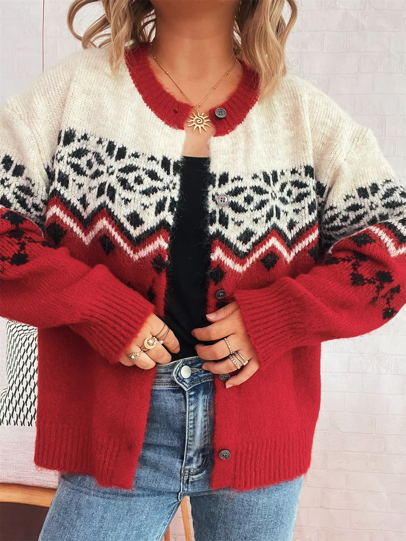 Christmas Button Up Drop Shoulder Cardigan - Image 16