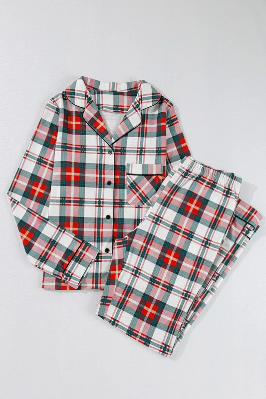 Christmas Plaid Two Piece Long Sleeve Pajamas Set - Image 10