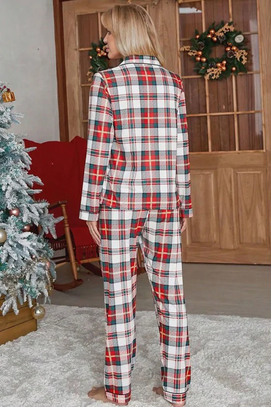 Christmas Plaid Two Piece Long Sleeve Pajamas Set - Image 11