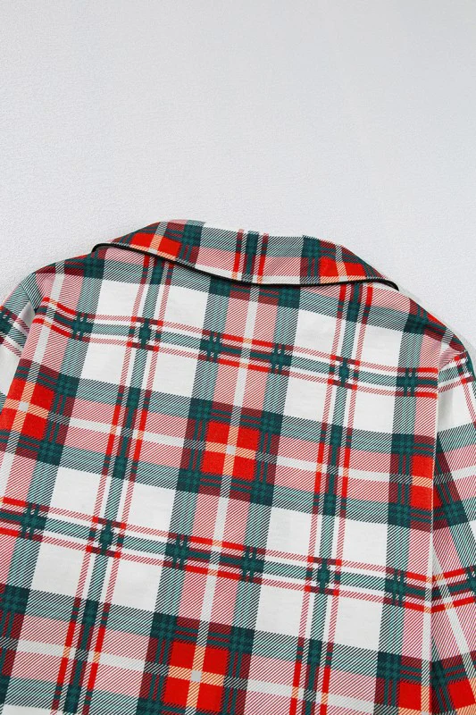 Christmas Plaid Two Piece Long Sleeve Pajamas Set - Image 7