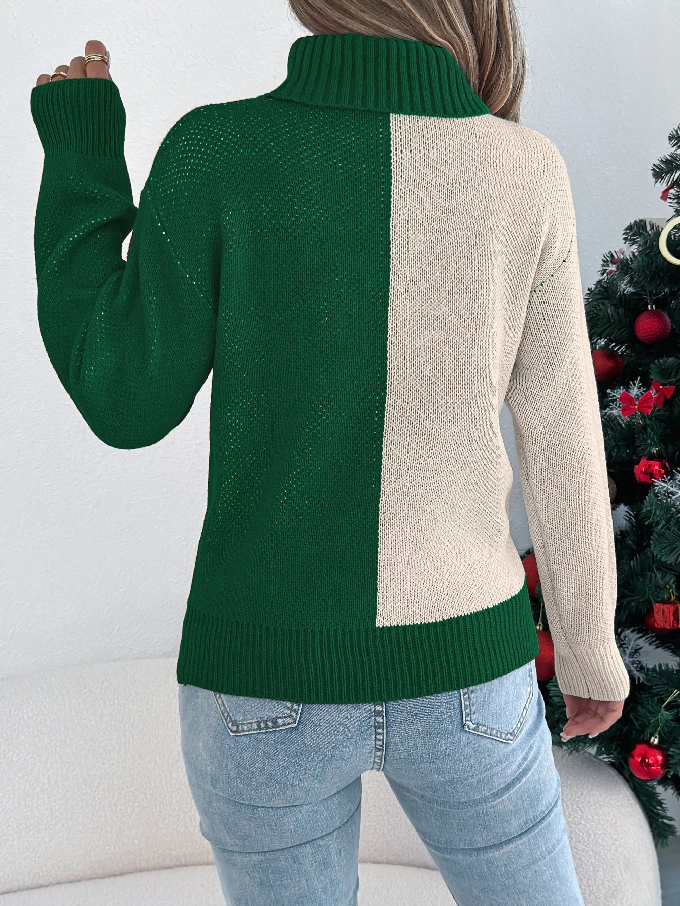 Christmas Reindeer Turtleneck Sweater - Image 2