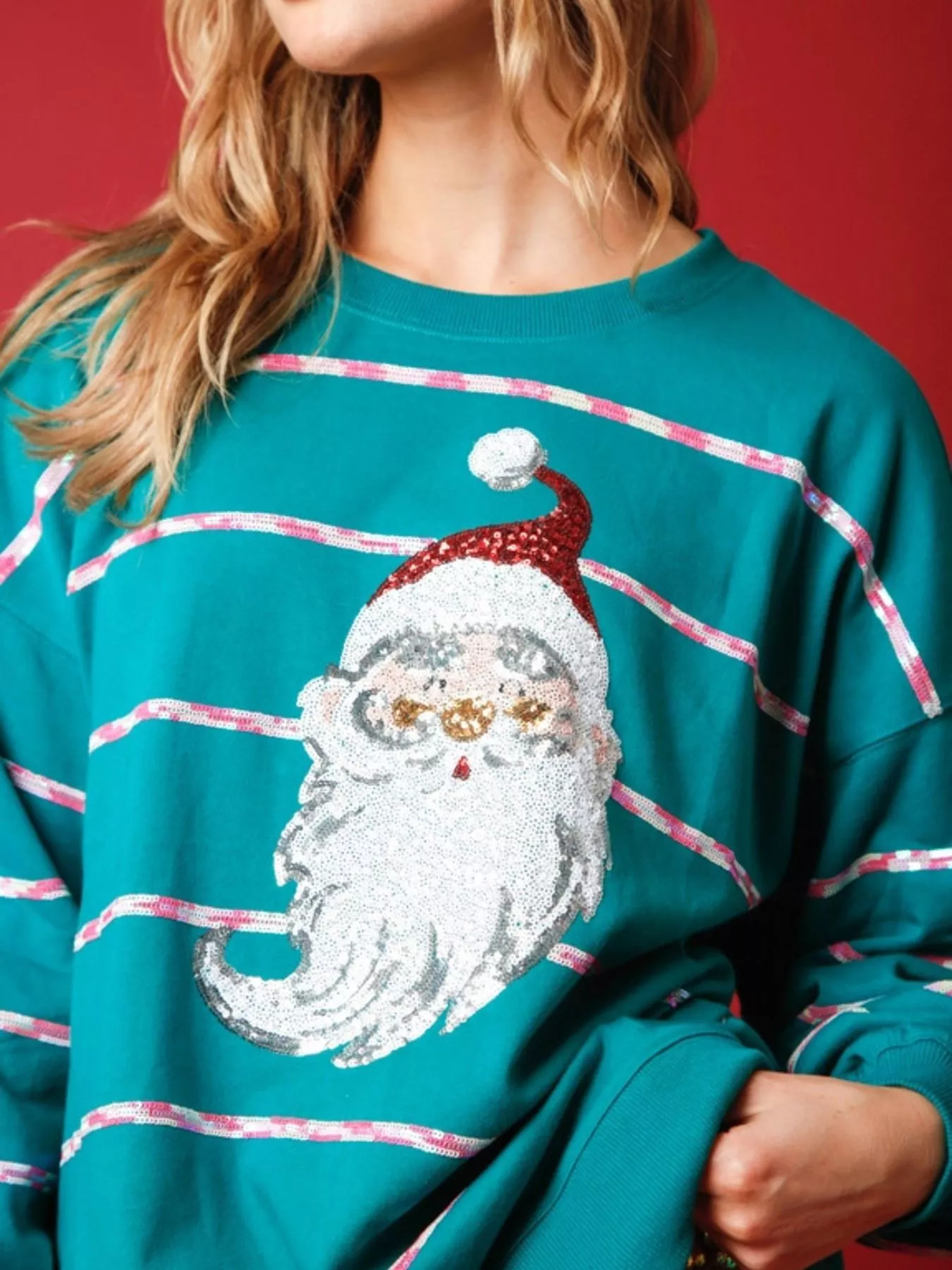 Christmas Santa Striped Long Sleeve Sweatshirt - Image 11