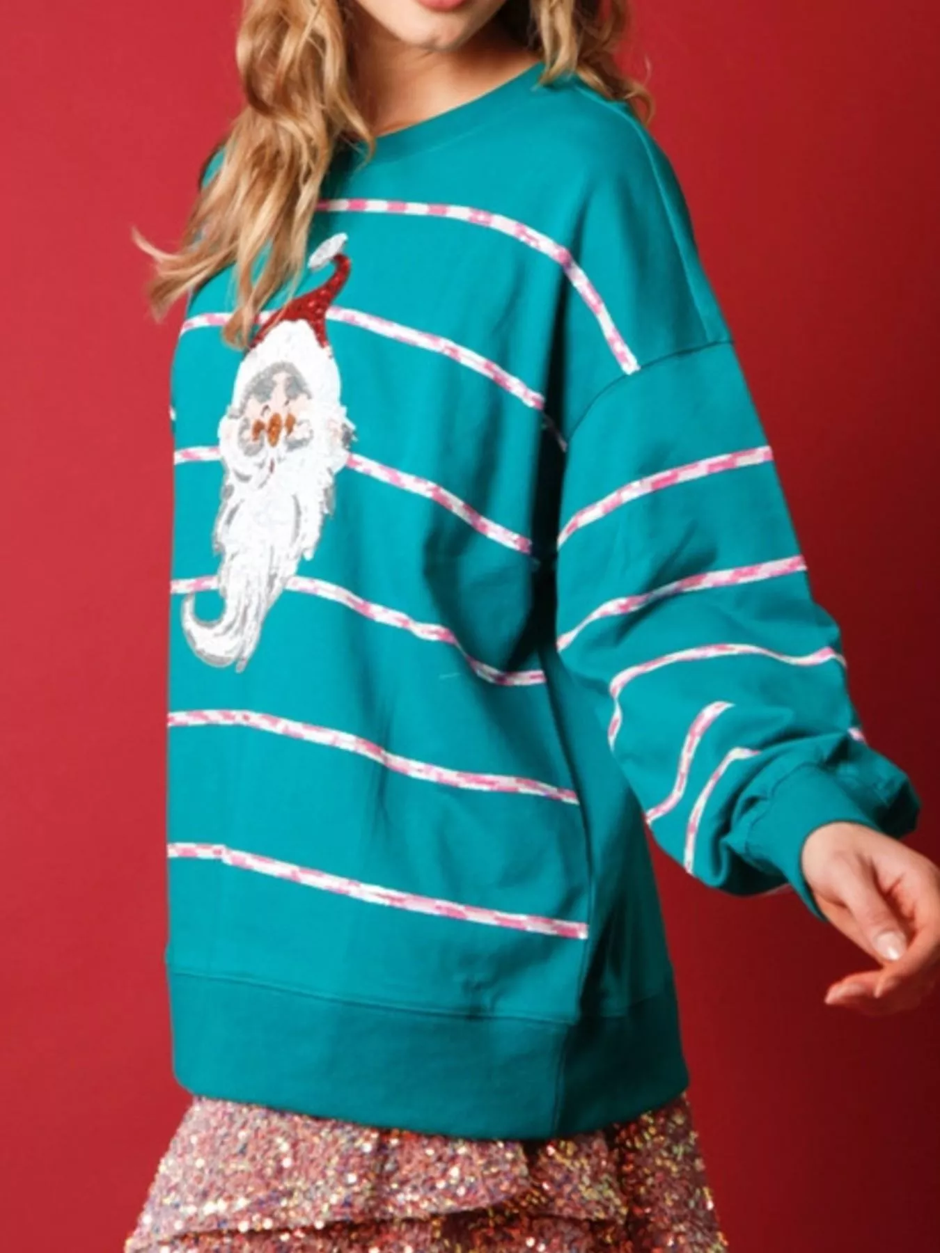 Christmas Santa Striped Long Sleeve Sweatshirt - Image 12