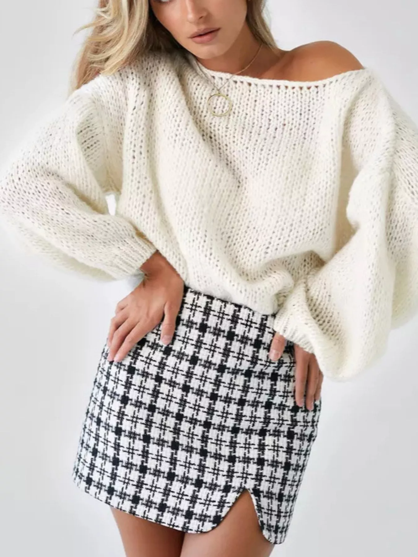 Chunky Knit Boat Neck Sweater - Image 6