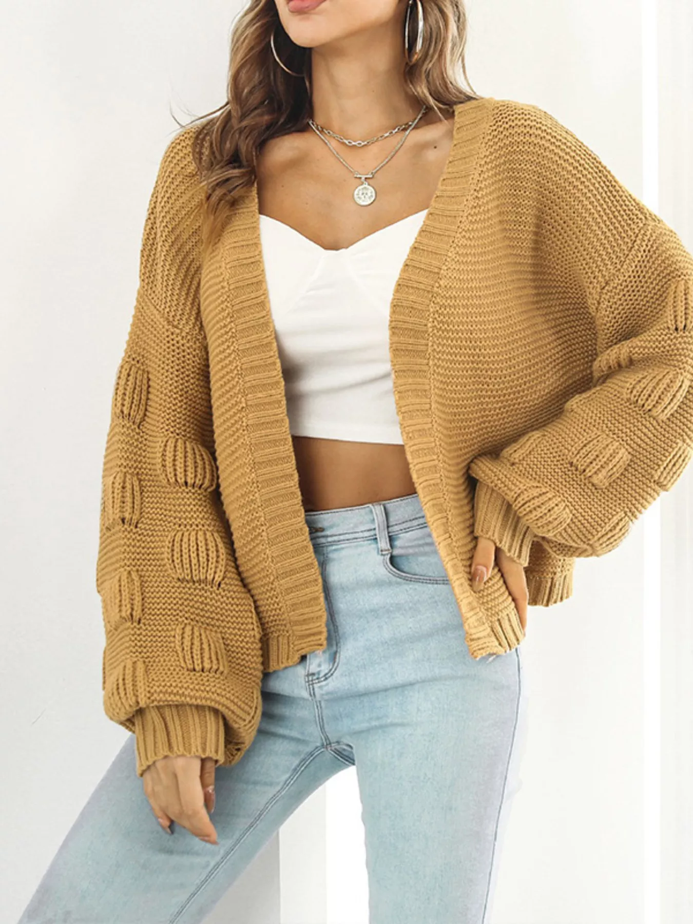 Chunky Knit Open Front Cardigan - Image 4