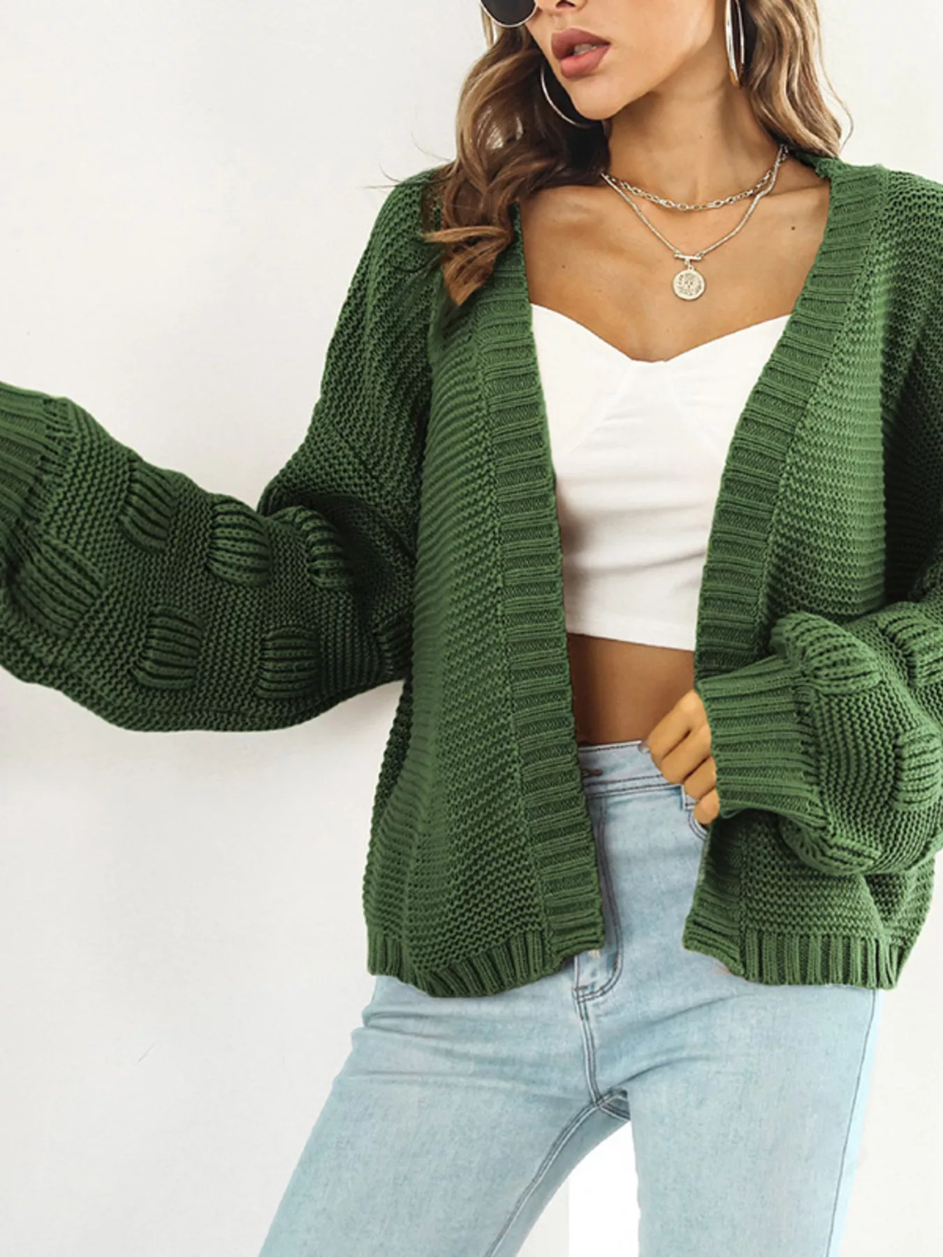 Chunky Knit Open Front Cardigan - Image 6