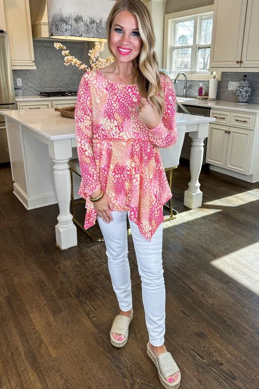 Classic Leopard Print Handkerchief Hem Tunic Top - Image 4