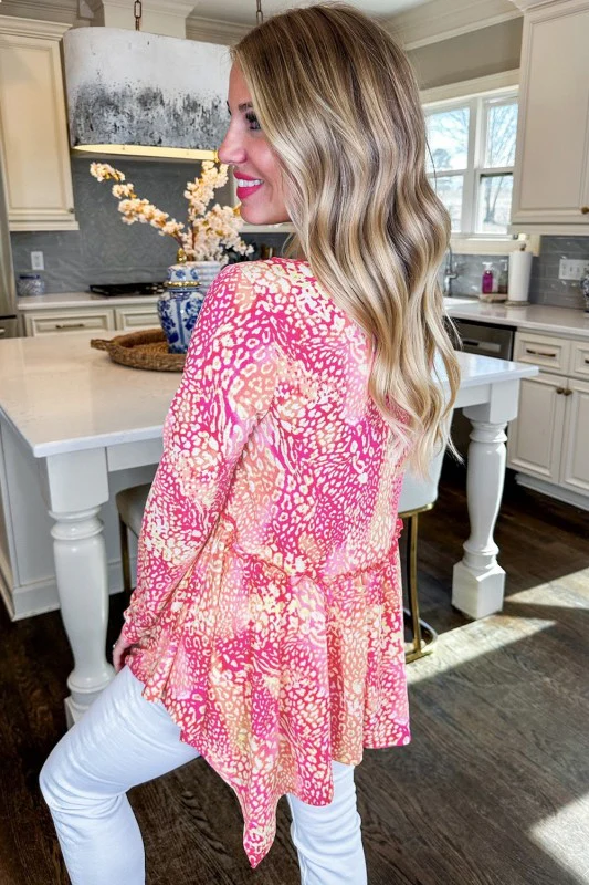 Classic Leopard Print Handkerchief Hem Tunic Top - Image 5