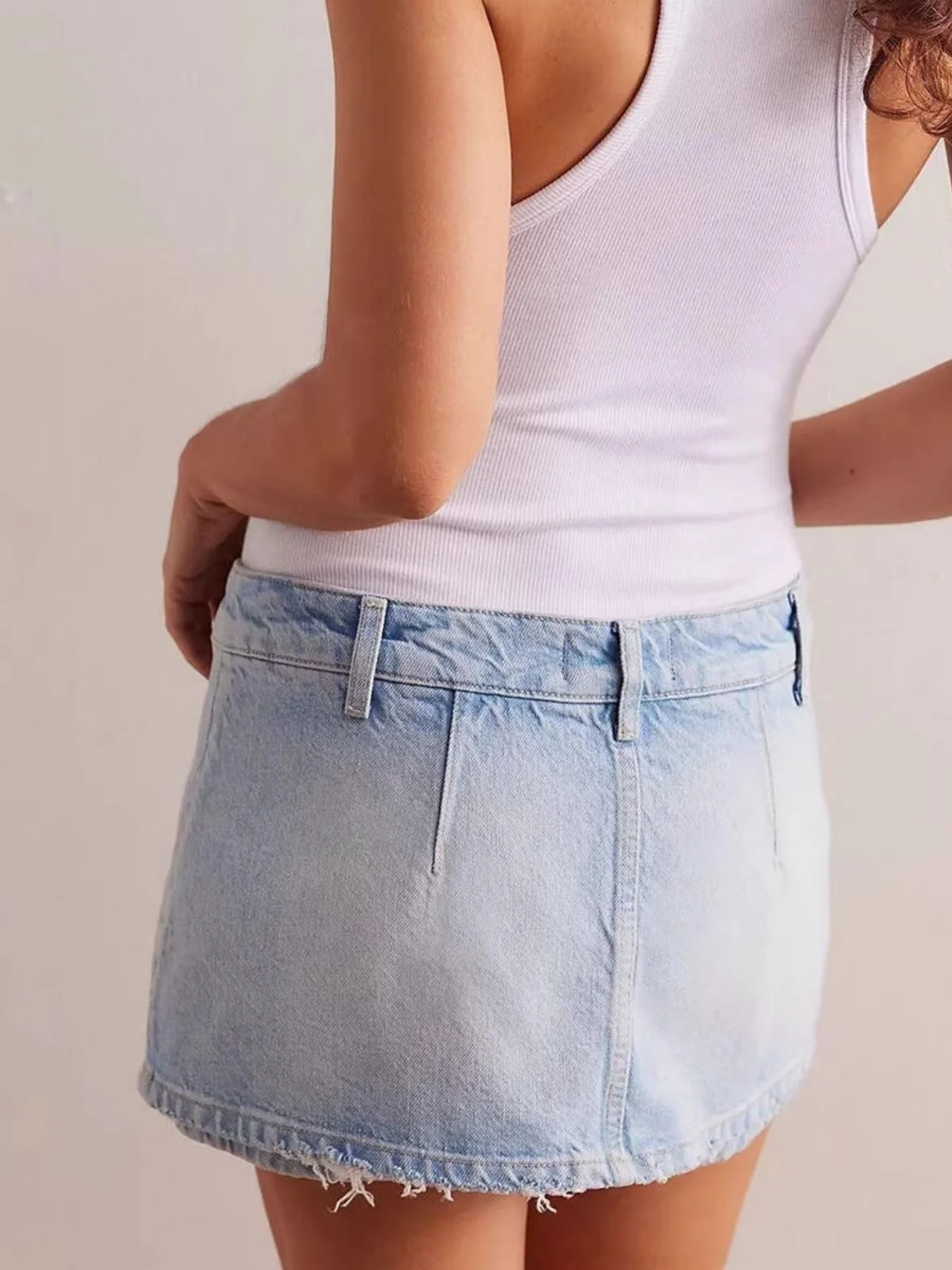 Classic Wash Denim Mini Skort - Image 11